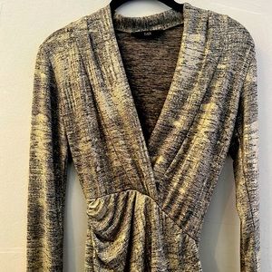 LIX small gold asymmetrical  V-neck dress